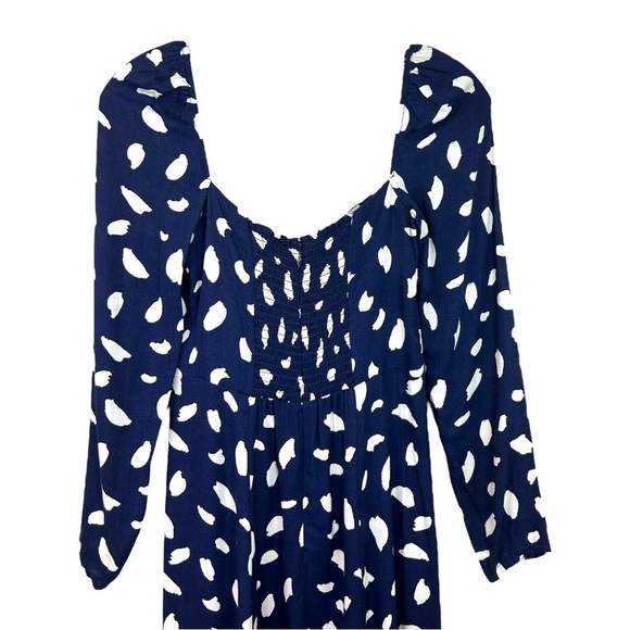 Reformation - Women’s ‘Sigmund’ Midi Dress in Splatter Print - Navy Blue, Size 2 - Picture 11 of 17